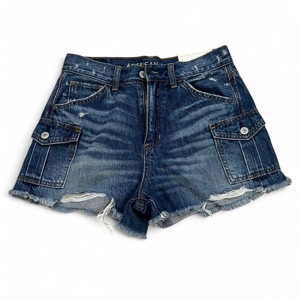 American Eagle Outfitters Blue Super Hi Rise‎ Festival Denim Shorts